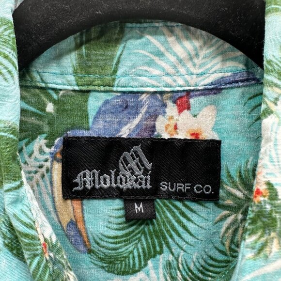 Molokai Surf Co. Shirt Mens Size M Tropical Button Down Camp Cotton Green - Picture 10 of 11